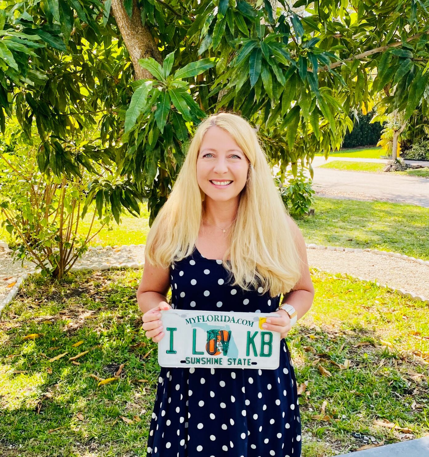 Heidy Frank loves Key Biscayne and has the “I LOV KB” license plate to prove it.